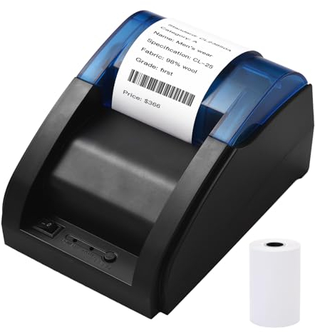 SHUAIGUO 58-mm-Desktop-Belegdrucker, POS-Drucker, direkter Thermodruck, kompatibel mit Android/iOS/Windows, unterstützt ESC/POS für den Versand, Restaurant, Küche, Supermarkt, Zuhause,