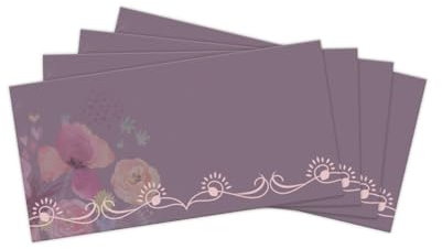 10 Blumige Umschläge, elegante Briefumschläge in Lila mit Blumenmuster, perfekte Wahl für Hochzeiten, Geburtstage, Einladungen, Danksagungen und persönliche Briefe DIN lang (22 x 11 cm) selbstklebend