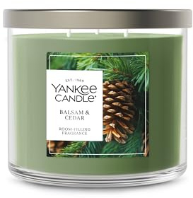 Yankee Candle Balsam and Cedar, Scented Candle, 14.5oz 3-Wick Candle Jar with up to 40 Hours Burn Time, Giftable