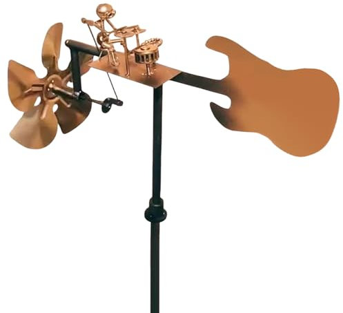 Molino de viento de metal hecho a mano, molino de viento hecho a mano, decoración de jardín, molino de viento musical de acero inoxidable, figuras de música percusionista, esculturas de decoración al