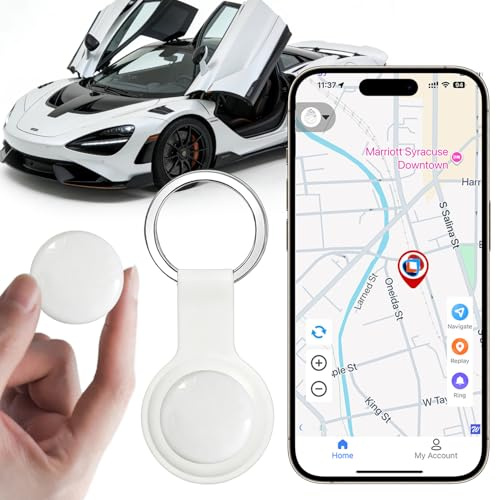 GPS Tracker for Vehicles and Cars, Real-Time Location Tracking Device, No SIM Card No Subscription, No Monthly Fee, Long Standby Waterproof Tracker for Pets, Dogs & Valuables (Android & iOS)-White