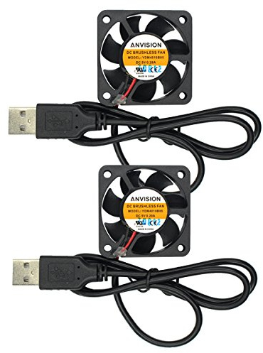 ANVISION 2-pack 40 mm x 10 mm 4010 dubbla kullager DC 5 V USB borstlös kylfläkt, YDM4010B05
