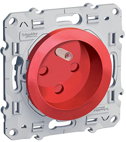 Schneider Electric - Odace, prise de courant 2P+T Rouge, à détrompage, connexion rapide - S52009903
