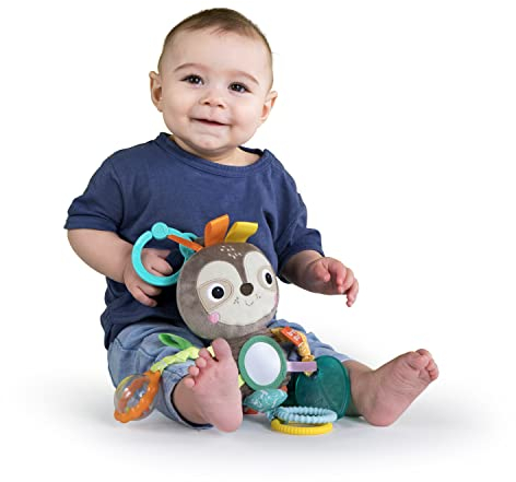 Bright Starts, Spielzeug für Den Kinderwagen, faultier - mit Rassel, Spiegel und Taggie Schlaufen