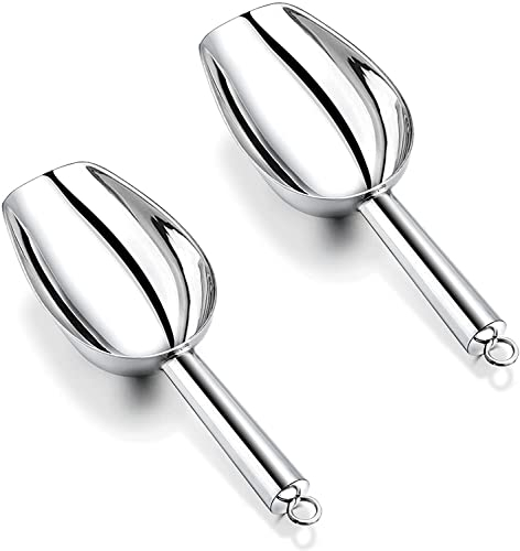 Eisschaufel 2er Set, Joyfair Edelstahl Abwiegeschaufel Mehlschaufel Futterschaufel Sackschaufel Abfüllschaufel für Küche/Bar/Buffet/Party/Garten, Vielseitig, Rostfrei & Spülmaschinenfest - 148ml