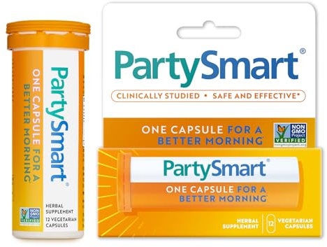 Himalaya PartySmart, 12 Capsule Tube - Alcohol Breakdown Liver Support for a Better Morning After Drinking - Plant Based, Vegan, Non-GMO, Gluten Free, Clinically Studied