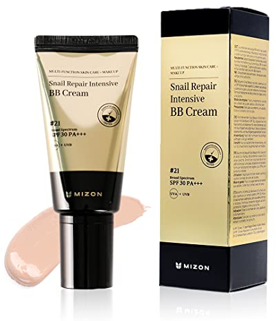 [MIZON] SNAIL REPAIR INTENSIVE BB CREAM SPF 30 (#21 - LIGHT BEIGE) Koreanische Hautpflege - Volle Deckkraft Makelloses Finish - Anti-Aging & Aufhellend - Parfümfrei - Ölfrei für Alle Hauttypen