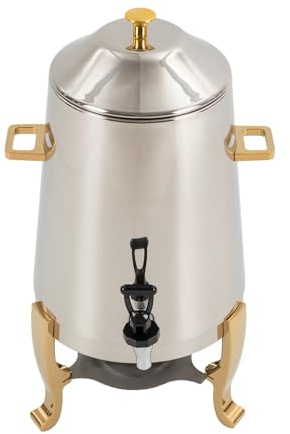 VPABES 3.4 Gallon Stainless Steel Hot Beverage Drink Dispenser Can, Electric Coffee Urn with Fuel Holder 2-Way Continuous Heating, Tea Water Coffee Chafer Urn with Spigot for Parties Buffet Catering