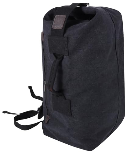 MosaiRudo Canvas Leisure Backpack Tactical Military Duffel Bags Travel Climbing Bag, Gym Bag Top Load for Outdoor Sports (Black, Upgrade S)