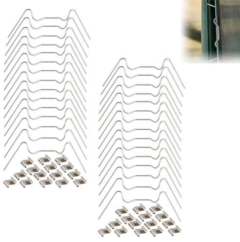 Gewächshaus Klammern, Gewächshausklammern aus Edelstahl, Gewächshausclips Klammern, Gewächshaus-Verglasungsklammern, Gewächshausklammern Rostfrei, 30 PCS W Drahtklammern und 30 PCS Z Überlappung Clips
