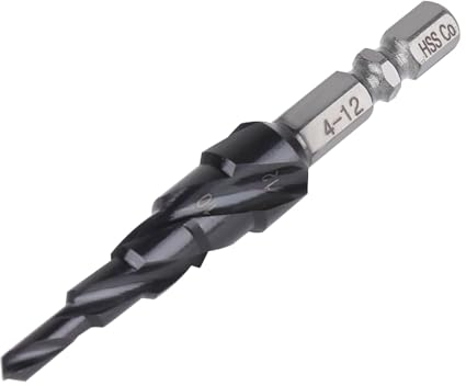 Vearter 4-12mm Stufenbohrer Metall, 5 Stufen Kegelbohrer Metallbohrer, HSS M35 Kobalt TiAlN Lochbohrer, Spiralnut Sechskantschaft Bohrer für Edelstahl, Aluminiumblech, Eisen, Kunststoff, PVC, Holz