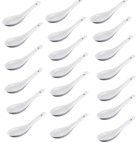 Vastsea 20 Pezzi Cucchiaino per uova in Porcellana, Cucchiai in porcellana, Cucchiai da Zuppa di Porcellana, Adatto a Casa, Cucina, Ristorante, tè, Cucchiaio da Dessert (Bianco)