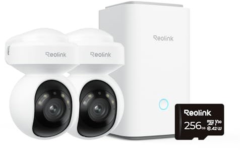Reolink 5MP PTZ Kit Caméra de Surveillance WiFi Extérieure, Suivi Automatique, Zoom Optique 3X, sans Charges Mensuelles (Stockage Local), Home Hub+2X E1 Outdoor