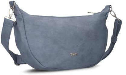 Zwei Damen Handtasche Mademoiselle.M M70 Moon-Bag 4 Liter Trend-Tasche in Halbmond-Form vielseitig als Bauchtasche Crossbody-Bag Abendtasche Umhängetasche zu tragen (nubuk-sky)