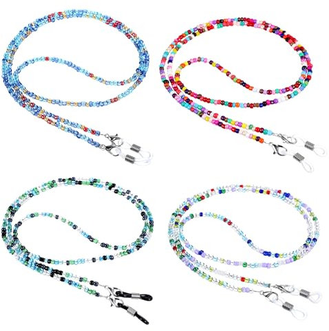 Ymapinc 4 Stück Brillenband Perlen Damen Bunt Brillenkette Damen Aesthetic Sonnenbrillenketten Bunte Brillenzubehör für Mädchen und Frauen