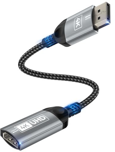 Nersligek Adattatore da DisplayPort a HDMI 4K, Convertitore Unidirezionale da Adattatore DP (Display Port) Maschio a HDMI Femmina Compatibile con Lenovo, HP, Dell, AMD, NVIDIA