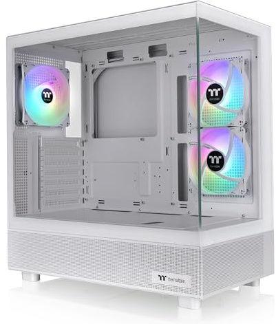 Thermaltake View 270 Plus TG ARGB Snow Mid Tower E-ATX Case; 3x120mm ARGB Fans Included; Support Up to 360mm Radiator; Front & Side Dual Tempered Glass Panel; CA-1Y7-00M6WN-AZ; 3 Year Warranty