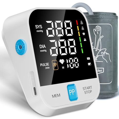 Blood Pressure Monitor for Home Use with Upper Arm Wide Range Cuff (8.7''-15.7'' Adjustable) & LED Display, Automatic Digital BP Machine Storage Bag, 240 Memories for 2 Users