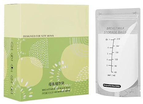 Sacchetti per Latte Materno,Sacca Portatile Con Doppia Cerniera Da 210ml | 30 Pezzi Borsa per Latte Materno Facile da Versare - Per Allattamento, Congelatore, Mamma E Genitori