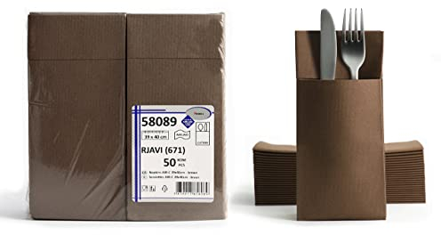Airlaid Felt Tableware Pocket Brown Similar to: Plain Ready Gefaltene Napkins with Slot 40 x 40 cm Pack of 50 18 Fold Cutlery Case Great Value Fabric Look Wedding Napkins Birthday Wedding 17 Colours
