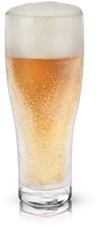 Viski Glacier Double Walled Beer Glass with Active Cooling Gel, Keeps Drinks Cold Longer for Indoor and Outdoor Parties, Home Bar, Birthday Gifts for Men, Beer Gifts for Dad, 16 oz, Set of 1