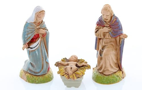 Moranduzzo Nativité 3 Personnages Adapté à Une Crèche de 6 cm Échelle 1:32 – Mini 6 – Figurine Incassable, Style '700, Finition à la Main, Sculpteur M. Landi, Fabriqué en Italie