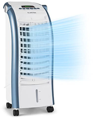 Klarstein 65W Portable Air Cooler, 4-In-1 Evaporative Air Coolers for Home, Silent with Night Mode, Humidifier, Ventilator, Small Water Cooler, 6L Ice Fan Portable Cooler, Aircon Unit 444m³/h Air Flow