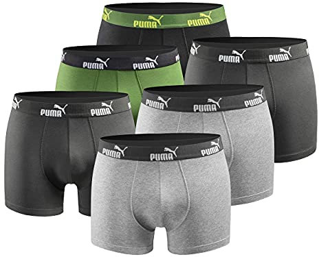 PUMA Herren Boxershort Limited Statement Edition 6er Pack - Green-Darkgrey-Black New - Gr. L