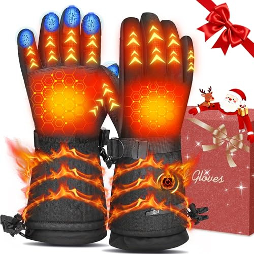 MADETEC Heated Gloves for Men Women,7.4V 22.2Wh Rechargeable Battery Electric Heated Gloves,Full Touchscreen Waterproof Ski Winter Gloves for Outdoor Skiing Hunting Hiking