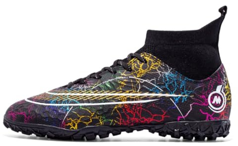 Hmhnsya Chaussures De Football D'entraînement Professionnel pour Hommes Chaussures De Football À Cheville Haute pour Jeux D'intérieur Et D'extérieur Baskets Unisexes pour Enfants (39,G1001)