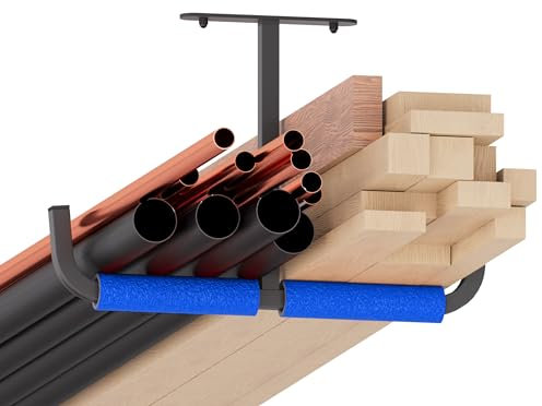 QLS Wandhaken Hängehaken Deckehaken Garage Doppelt für Leiter Fahrrad Angel Montagehaken Deckenmontage Schutzschaum Blau - 2 Stück