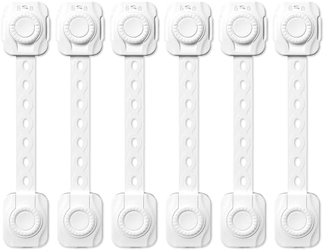 PEACE Kindersicherung Schränke - Selbstklebende Kindersicherung - Weiß - 6 Stück - Doppelschloss - Kindersicherung nach Maß - Baby Sicherheit