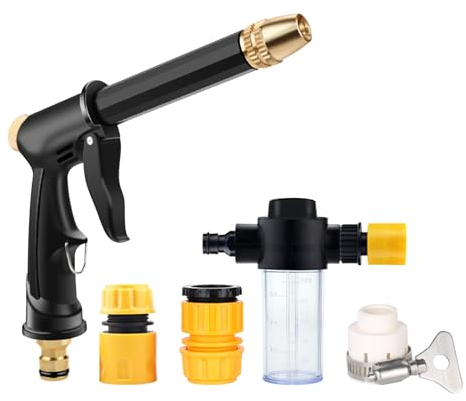 NZDFH Hochdruck Autowaschpistole, Hochdruckreiniger Pistole mit 3 stücke Schnellanschlüsse, Gartenschlauch Spritzpistole für Autowäsche, Garten Bewässerung und Bürgersteig Reinigung, B