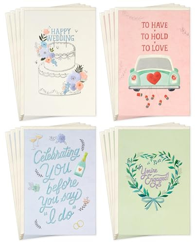 Hallmark Wedding Card Assortment (16 Cards with Envelopes) for Engagements, Bridal Showers, Bachelorette Party