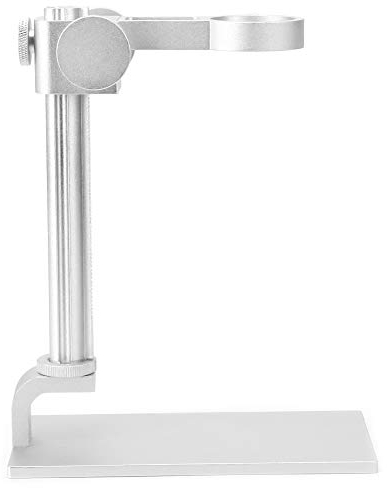 ViaGasaFamido Ständerhalterung aus Aluminiumlegierung mit Einstellbarer Länge, Stabile Leistung für USB-Digital-Elektronenmikroskop, Nützlich Zur Verstärkung Elektronischer Komponenten (White)