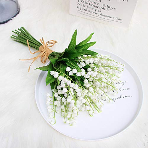 6 Ramas de Flores Artificiales de Lirio de los Valles, Flores de Plástico de Lirio de los Valles Ramo de Boda para Exteriores Ramo de Flores de Plástico para el Hogar, Boda, Fiesta, Lirio Jardín