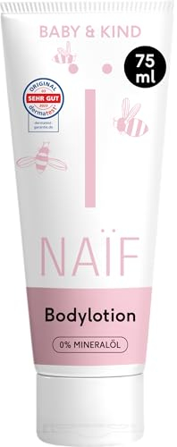Naïf - Pflegende Bodylotion für Baby und Kinder - Babycreme für empfindliche Haut - Ohne Mineralöl - Mit Inhaltsstoffen auf natürlicher Basis - Zieht schnell ein - Vegan - 75ml