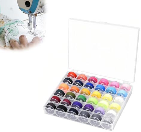 SHENGYIG Rocchetti per Macchina da Cucire, 36 Pezzi Plastica Bobine Macchina da Cucire, Diametro Interno 8 mm, Filo Cucire 36 Colori, Macchina Cucire Bobine, con Scatola Trasparente, per Cucire, DIY