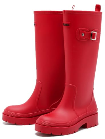 Rain Boots for Women, Anti-Slip Rubber Boots Waterproof Garden Muck Boots Durable Slip Resistant, Tall Water Shoes Comfort Fishing Boot Knee High Work