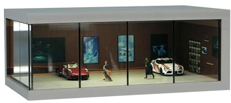 1/64 Diorama | Estacionamiento Autos Diorama | 1:64 Modelo Garaje para automóviles con luz LED y Cubierta acrílica | Escenarios automóviles Caso exhibición | recolección Almacenamiento visualización