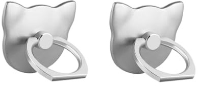 Msagkah 2 stycken mobiltelefonringhållare, 2 st mobiltelefonringhållare, 360° mobiltelefonhandtag för alla smartphones och mobiltelefoner (silver)