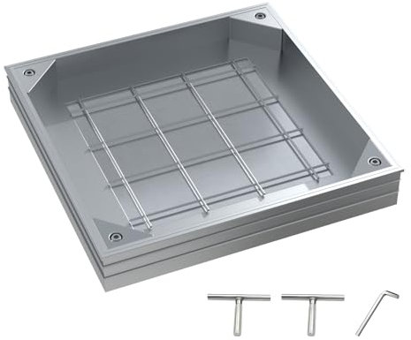 Recessed Manhole Cover 40 x 40 x 6 cm, Block Paving Invisible Aluminium alloy Chamber Cover, outdoor drain cover for Patios Garden