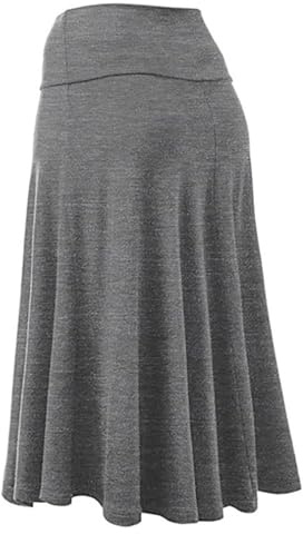 Jupe Mi Longue Femme Taille Haute, Jupe évasée Coupe Ajustée Solide Style Décontracté Chic Et élégant Fluide Extensible Longueur Genou Printemps Et été Tendance Basiques Midi Jupes