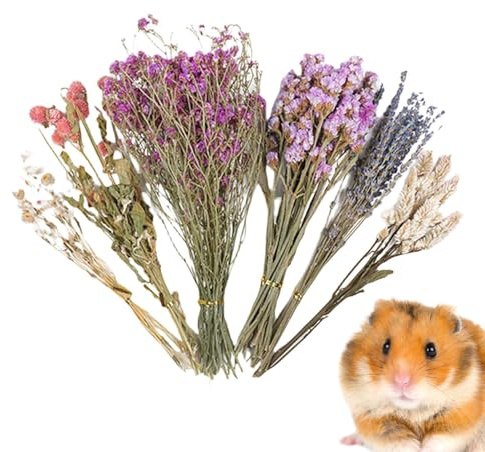 Hamster Flower Sprays, Hamster Hay Flower Bedding, Hamsters Dried Bedding, Small Animal Flowers Habitat Decor, House Cage Decor Natural Hamsters For Lemming Guinea Pets