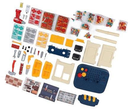 Masyrt Construction Screw Toys, Kids Toy Tool Set with Electric Drill, Double Sided Screwdriver and Workbench, for Boys Over 3 Years Old, Interactive Educational Set