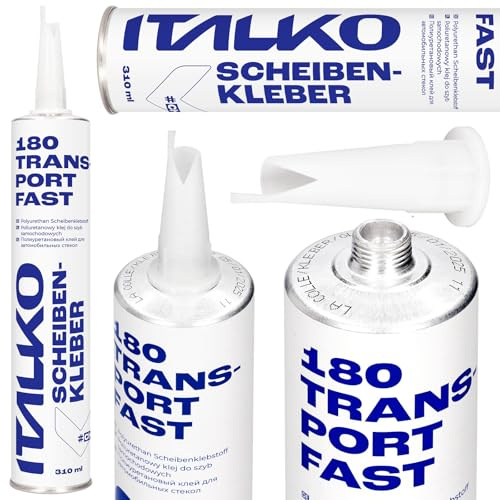 ITALKO Scheibenkleber 310 ml – 1K PU Kleber für Frontscheibe, Seitenscheiben und Heckscheibe, schwarz, schnell härtend, UV- und witterungsbeständig
