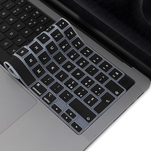 MasiBloom Tangentbordsskydd för 2025 MacBook Pro 14 tum (M5) chip A3434 tangentbord skyddsfilm hudskyddstillbehör (silikon svart italiensk)