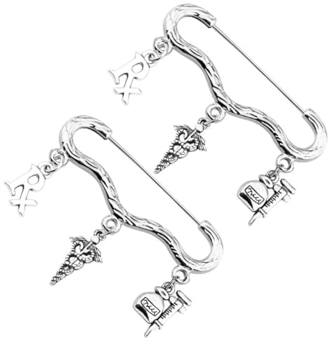 Parliky Spilla a Forma di Siringa in Lega Argento Accessorio Decorativo Creativo 2 Pezzi per Costume da Farmacista o Medico, per Travestimenti e Regali