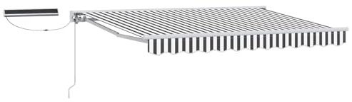 Favemtsl Tenda da sole elettrica con braccio articolato con telecomando, tenda da sole a mezza cassetta, 3 x 2,5 m, retrattile, per terrazza e giardino, telaio in alluminio, antracite e bianco