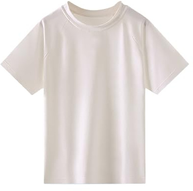 Enfant de Bain à Manches Courtes Rashguard pour garçons, UPF 50+, séchage Rapide, pour Le Sport, la pêche, Le Surf, la Plage, pour Enfants, Filles et Jeunes (White, 9-10 Years)
